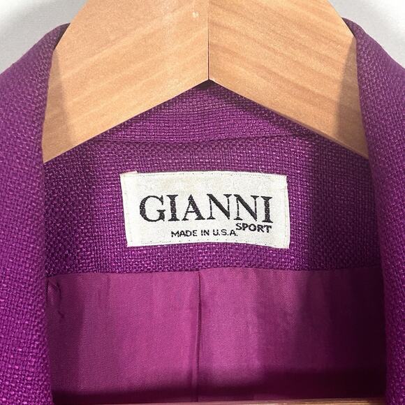 Vintage Gianni Sport Fuchsia Rayon Blazer (Made in USA, Size 14) - Picture 5 of 6